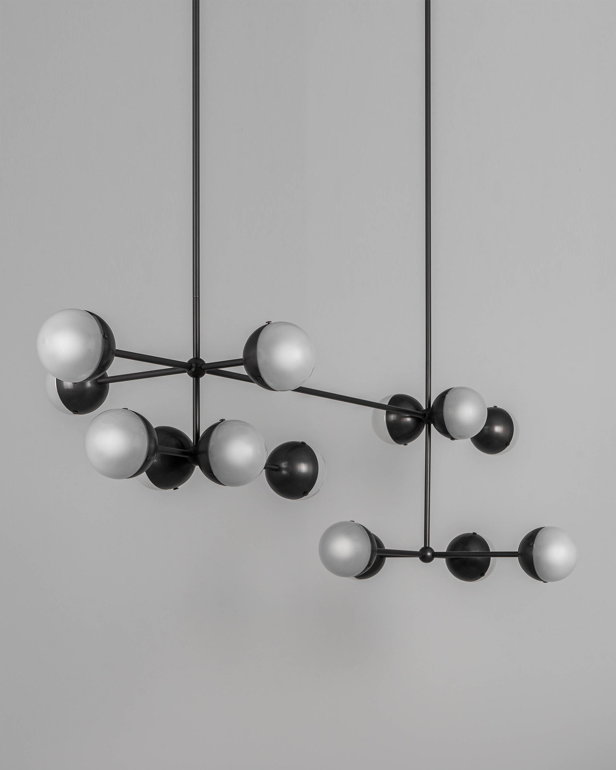 Schwung Molecule Linear Frosted Hemisphere Chandelier